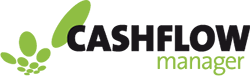 alt=”, Cashflow Manager Logo featuring black text reading CASHFLOW and green text underneath reading manager with decorative green dots next to the text”