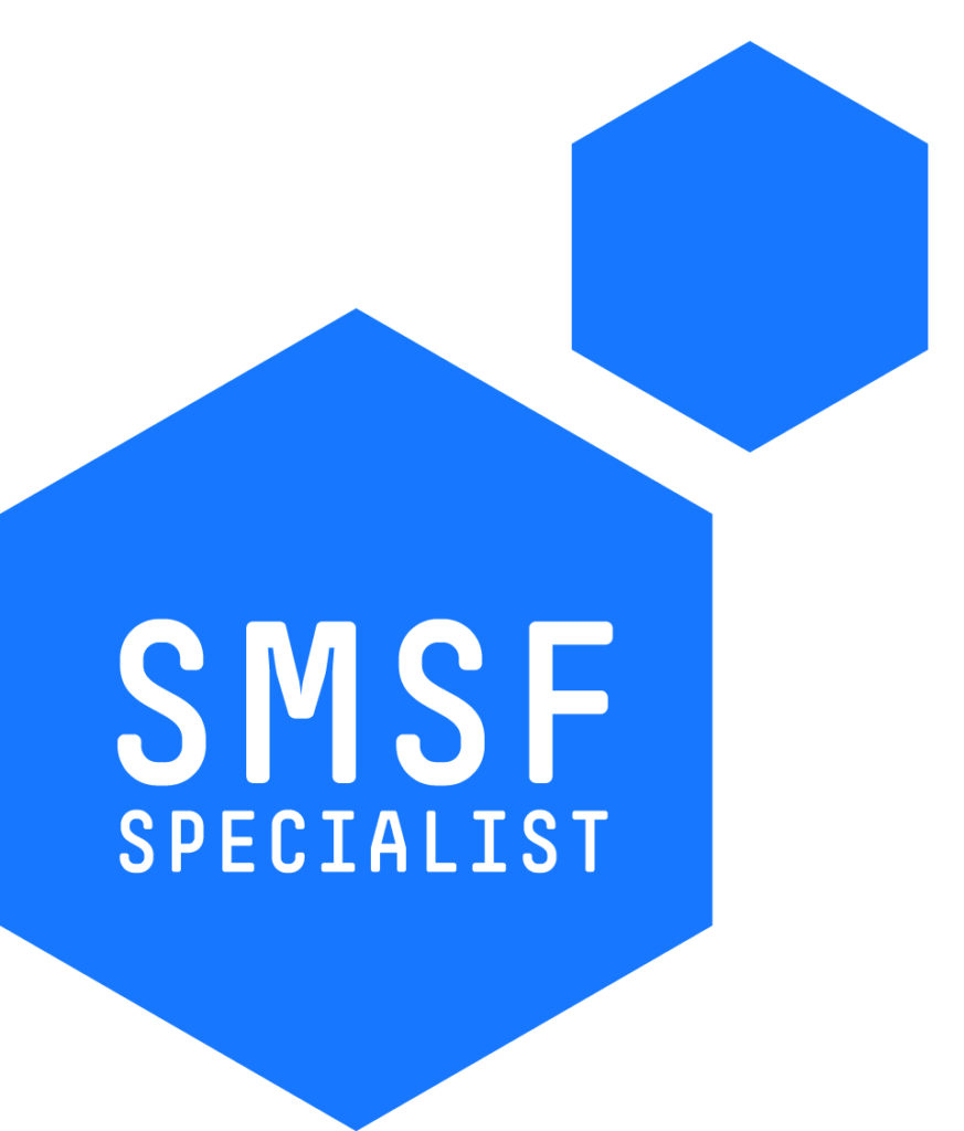 alt=", SMSF Specialist Logo featuring bright blue hexagon containing text reading SMSF Specialist”