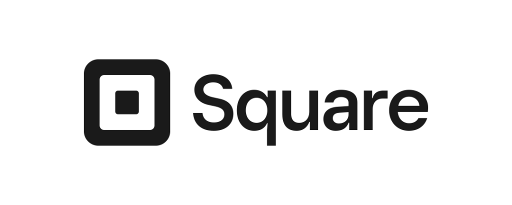 alt=”, Square Up Logo featuring a small black square inside a larger black square with the text next to the logo reading Square”