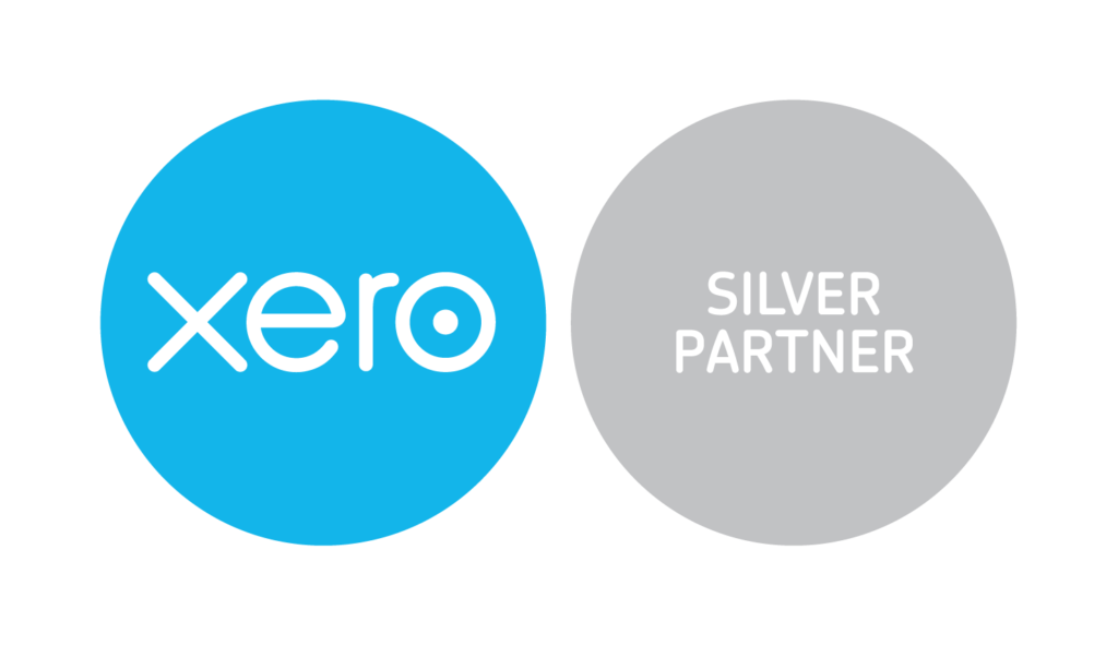 alt=”, Xero Logo featuring one blue circle containing text reading Xero and grey circle with text reading Silver Partner”